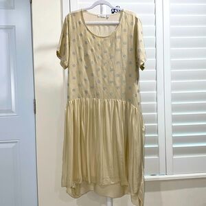 VASNA MADE IN ITALY LINEN AND SMOCK TUNIC DRESS LAGANLOOK BOHO SMALL OVERSIZED